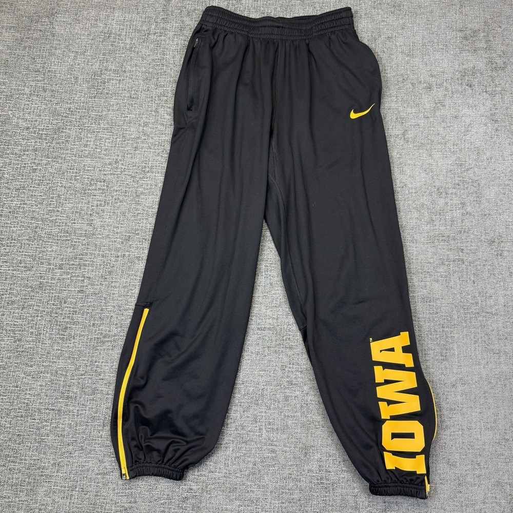 Nike Iowa Hawkeyes Sweatpants Joggers Mens M Black Pockets Dri Fit Ankle Zip‎